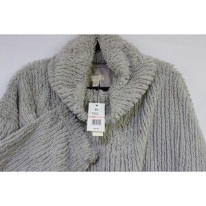 Cupio Blush XL Soft Gray Faux Fur Top Pullover Mock Neck Womens